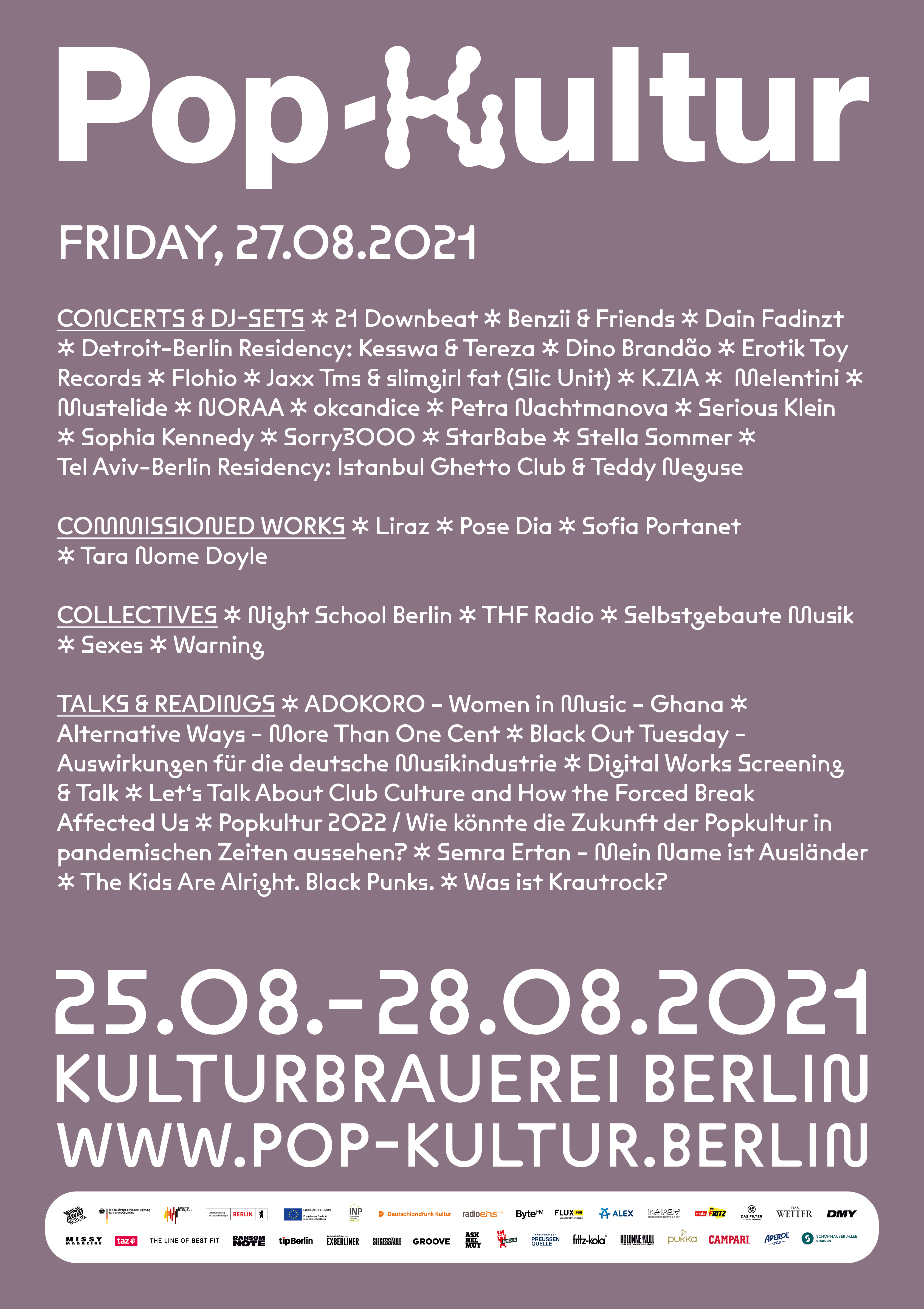 Pop Kultur 2021 Poster Line Up Freitag